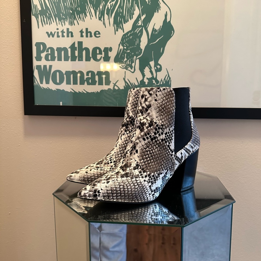 Lulu’s Snakeskin Heeled Booties